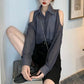 Womens Solid-Color Sun-Protective Off-Shoulder Shirt