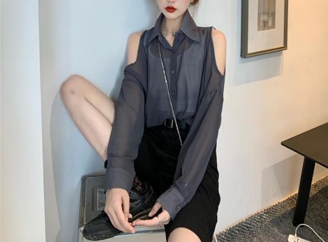 Womens Solid-Color Sun-Protective Off-Shoulder Shirt