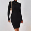 Solid-color Slim-fit Knitted Womens Dress From Europe And The US