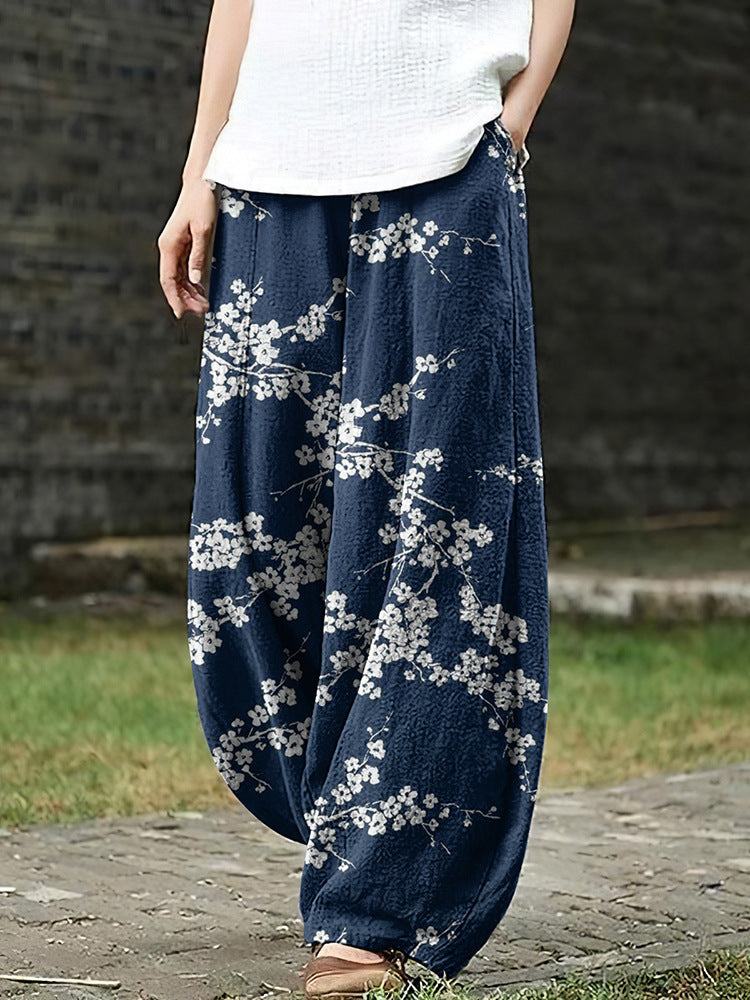 Womens Casual Loose-fitting Printed Pants