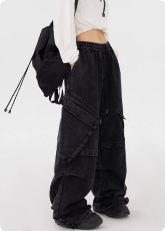 American High Street Cargo Pants Men's And Women's Washed And Distressed