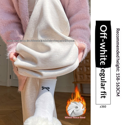 Straight-leg Lambswool Sticky Rice Pants For Fall And Winter