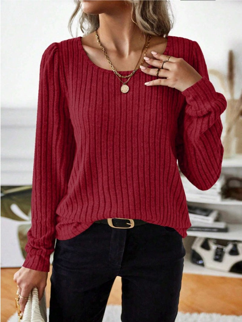 Casual Relaxed-fit Solid-color V-neck Sweater