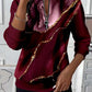 Womens Stylish Patchwork Striped Half-Zip Hoodie