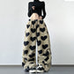 Womens Retro American-Style Leopard-Print Wide-Leg Pants