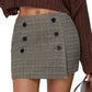Womens Plaid Bodycon Mini Sheath Skirt