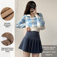 Womens Solid-Color Korean-Style High-Waisted Pleated Skirt