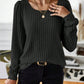 Casual Relaxed-fit Solid-color V-neck Sweater