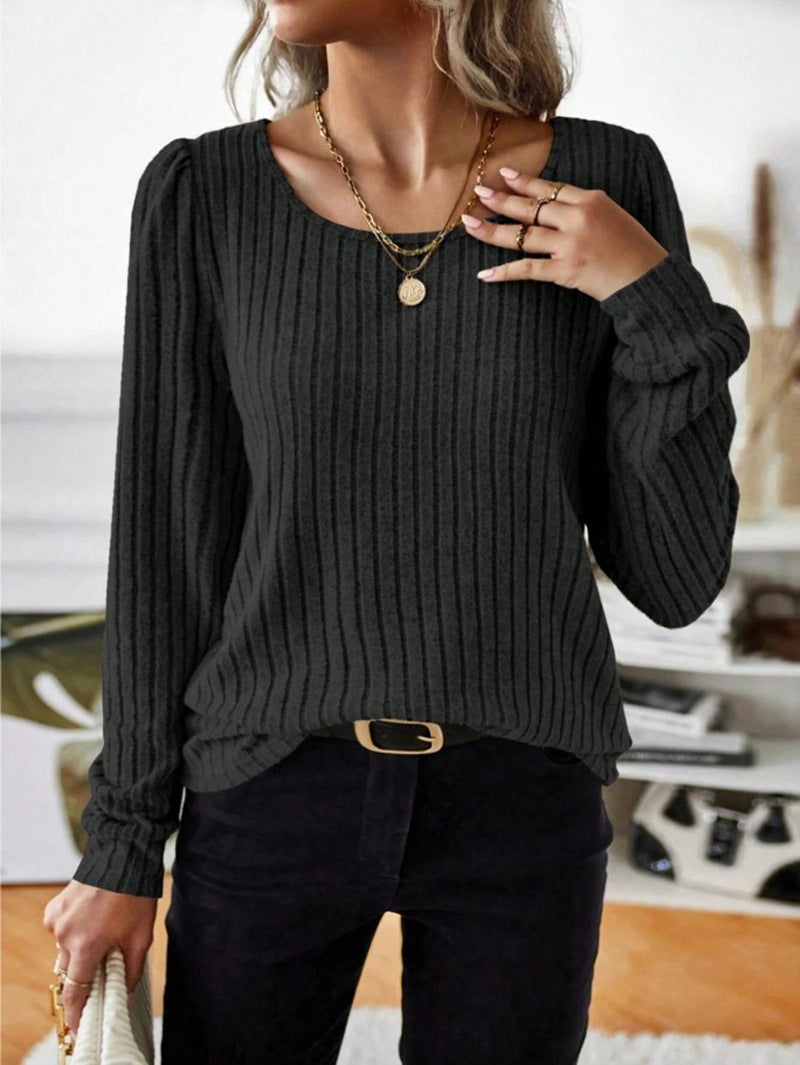 Casual Relaxed-fit Solid-color V-neck Sweater