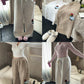 Large Loose Cute Sausage Puppy Embroidery Lamb Wool Wide Leg Casual Pants