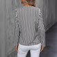 Striped Print VNeck ButtonUp Shirt