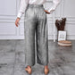 Womens Solid-Color High-Waisted Wide-Leg Pants From Europe And The US