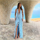 Womens Solid-Color Deep V-Neck Halter Off-Shoulder Dress