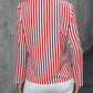 Striped Print VNeck ButtonUp Shirt