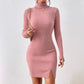 Solid-color Slim-fit Knitted Womens Dress From Europe And The US