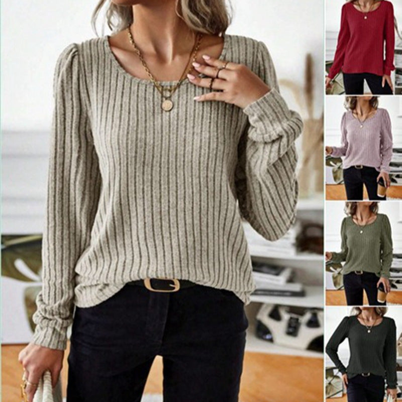 Casual Relaxed-fit Solid-color V-neck Sweater