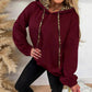Solid-color Side-panel Leopard-print Patchwork Hooded Long-sleeve Sweatshirt