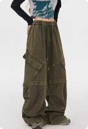 American High Street Cargo Pants Men's And Women's Washed And Distressed