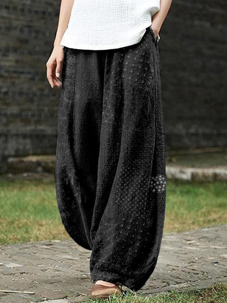 Womens Casual Loose-fitting Printed Pants