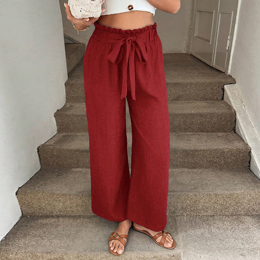 High Waisted Drawstring Casual Pants