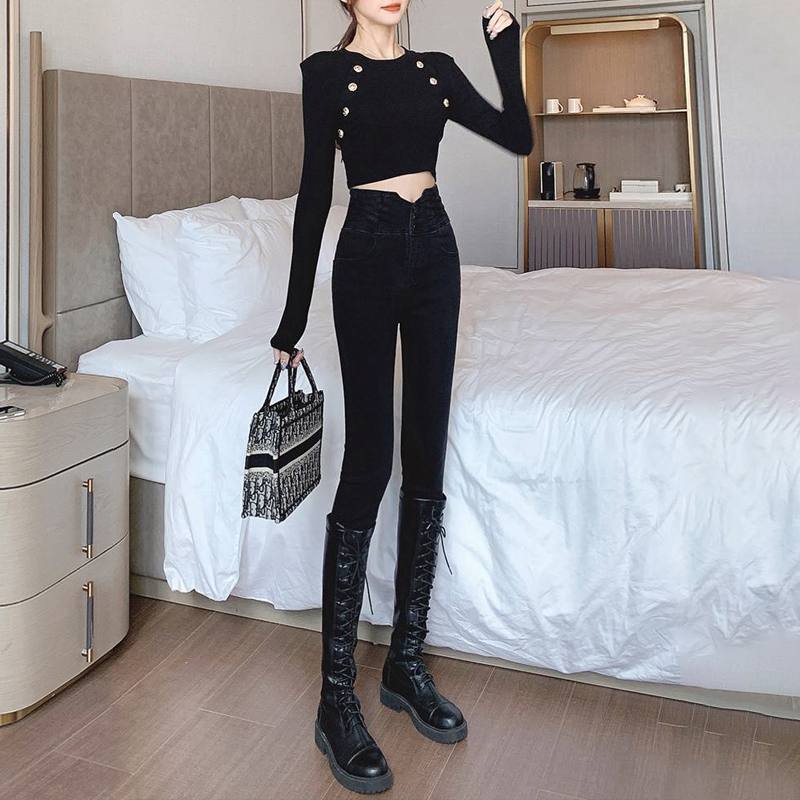 New Womens High Waisted Skinny Jeans Figure Hugging Slim Fit And Stretchy