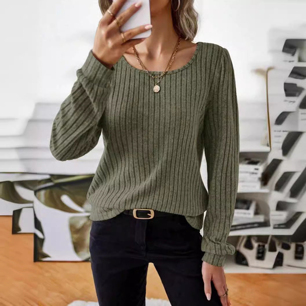 Casual Relaxed-fit Solid-color V-neck Sweater