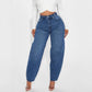 Womens Designer Washed-Blue Retro Flared Denim Jeans
