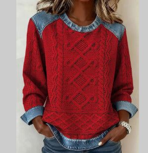 Womens Loose-fitting Round-neck Top With A Printed Design