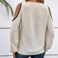 Women's Cold Shoulder Color Block Long Sleeve Tee Shirt Casual Going Out Top