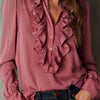 Women's Retro-style V-neck Ruffled Long-sleeved Shirt