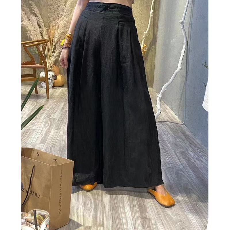 Womens Summer Retro Loose Slimming High-Waisted Pants