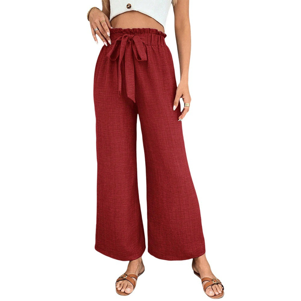 High Waisted Drawstring Casual Pants